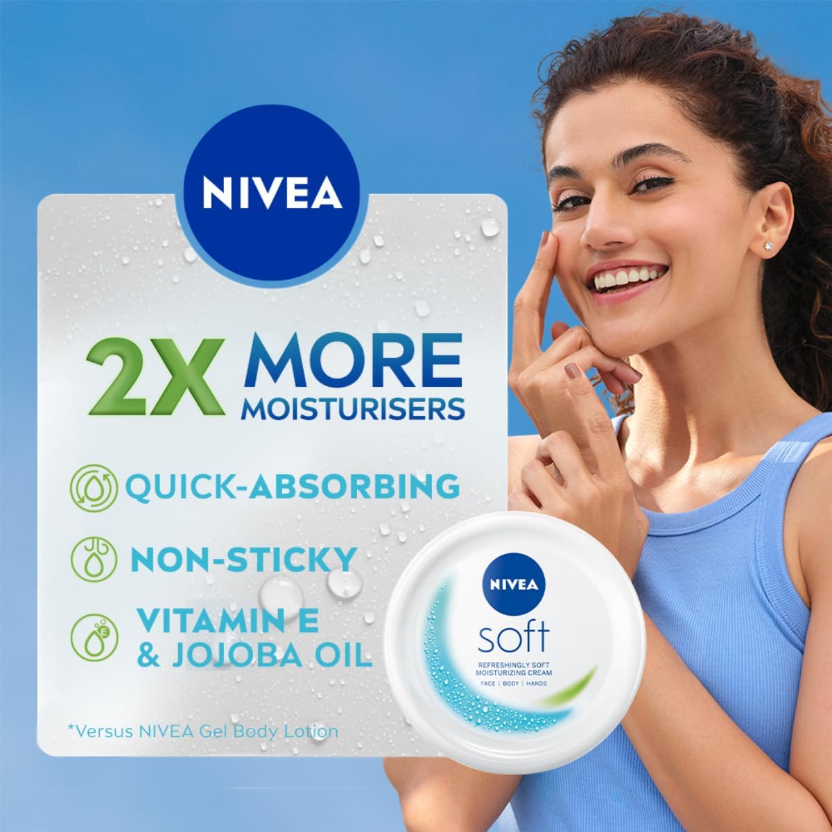NIVEA Soft Light Moisturizer for Face, Hand & Body, Non-Sticky Cream with Vitamin E & Jojoba Oil, 200 ml