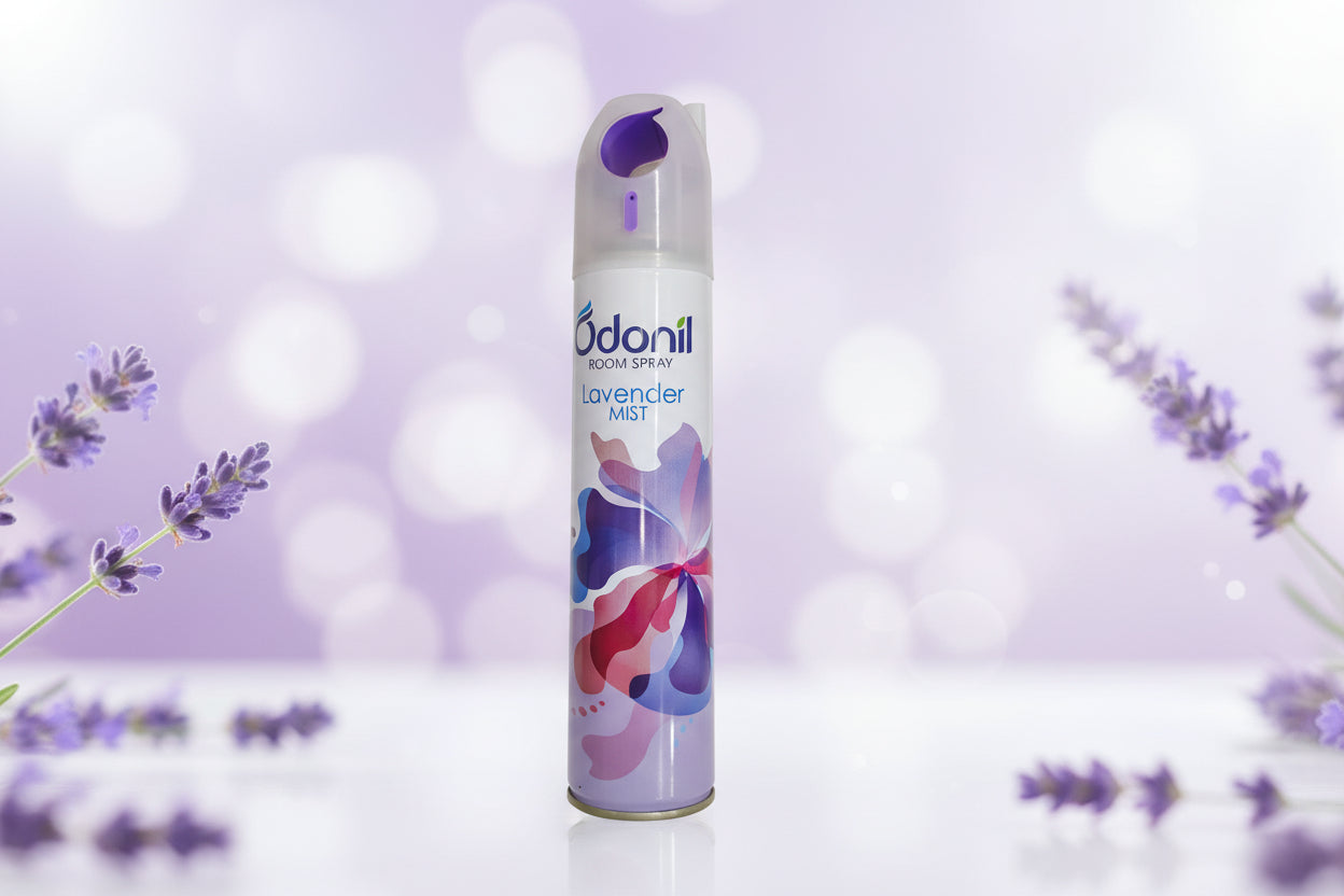 Odanil lavender mist spray can on a white background