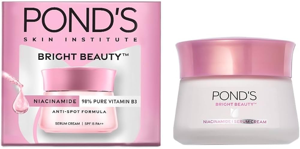POND'S Bright Beauty Day Cream 35 g, Non-Oily, Mattifying Daily Face Moisturizer, SPF 15 - With Niacinamide to Lighten Dark Spots for Glowing Skin