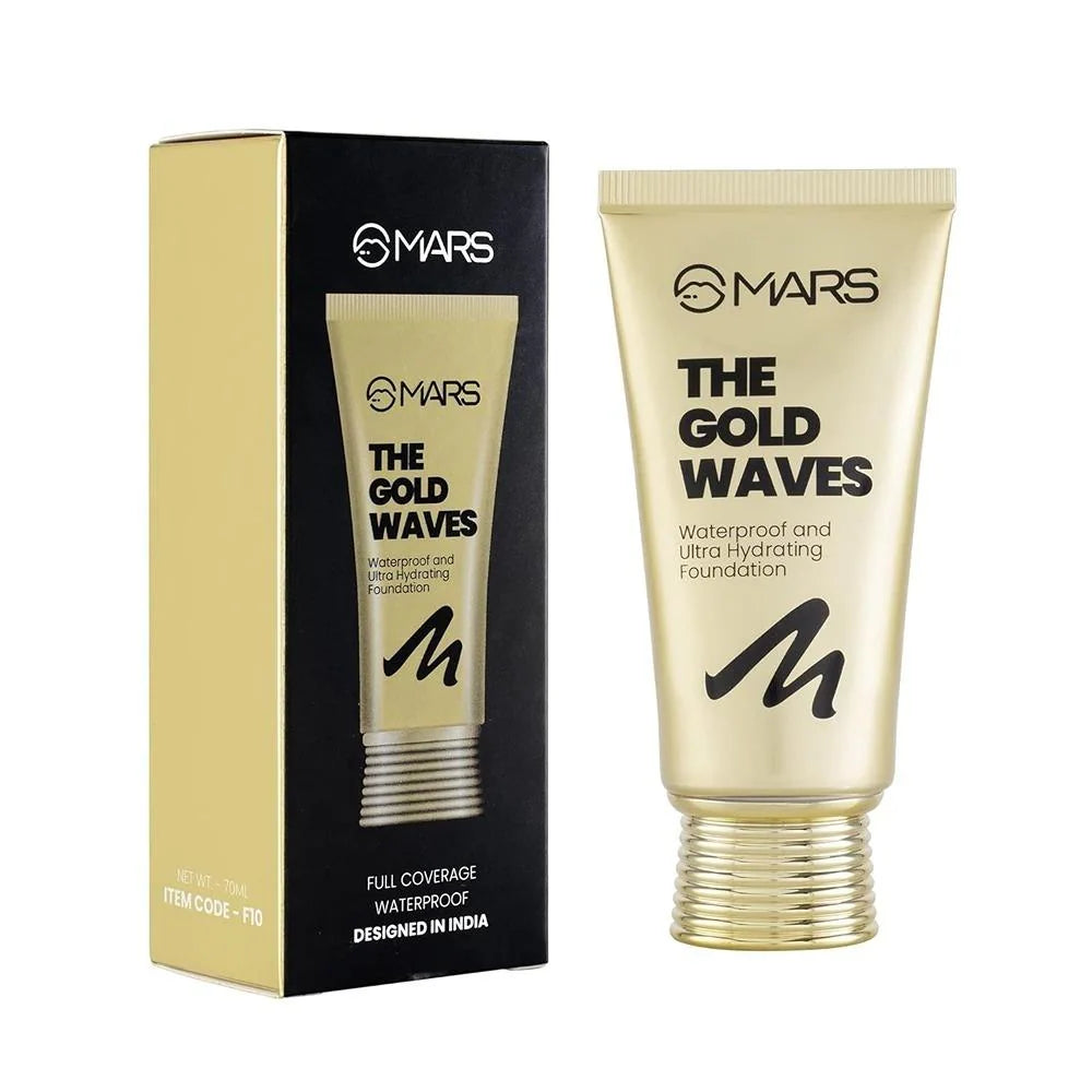MARS The Gold Waves Waterproof Matte Foundation For 18 Hrs Long Lasting Stay Full Coverage F10 60ml (Pack Of 1). (101-Ivory, Free Size)
