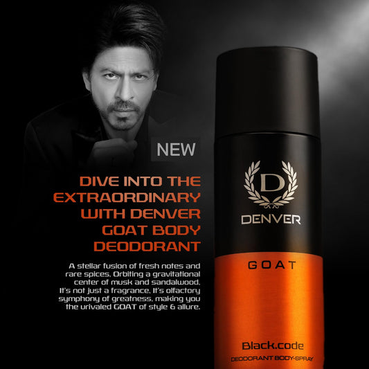 DENVER G O A T Black Code Deo -150ML Each| Long Lasting Deodorant Spray For Men