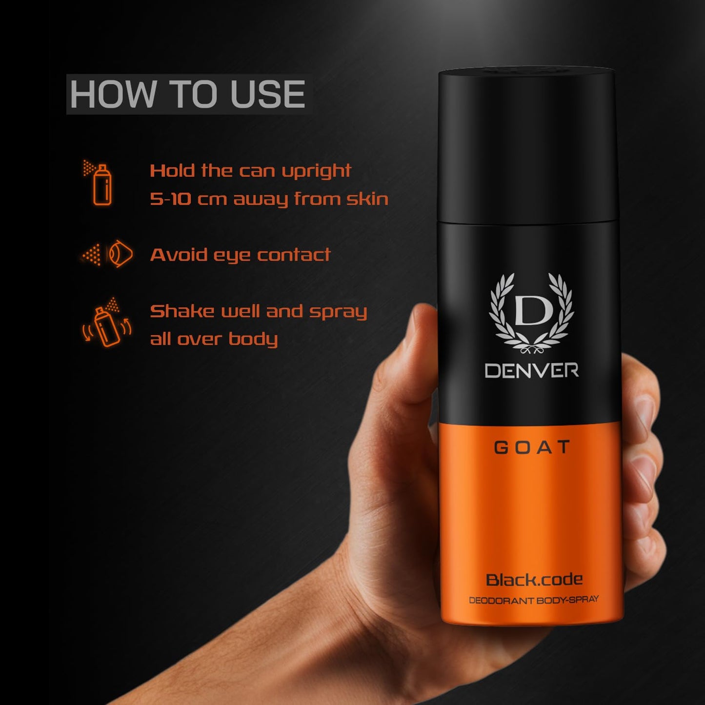 DENVER G O A T Black Code Deo -150ML Each| Long Lasting Deodorant Spray For Men