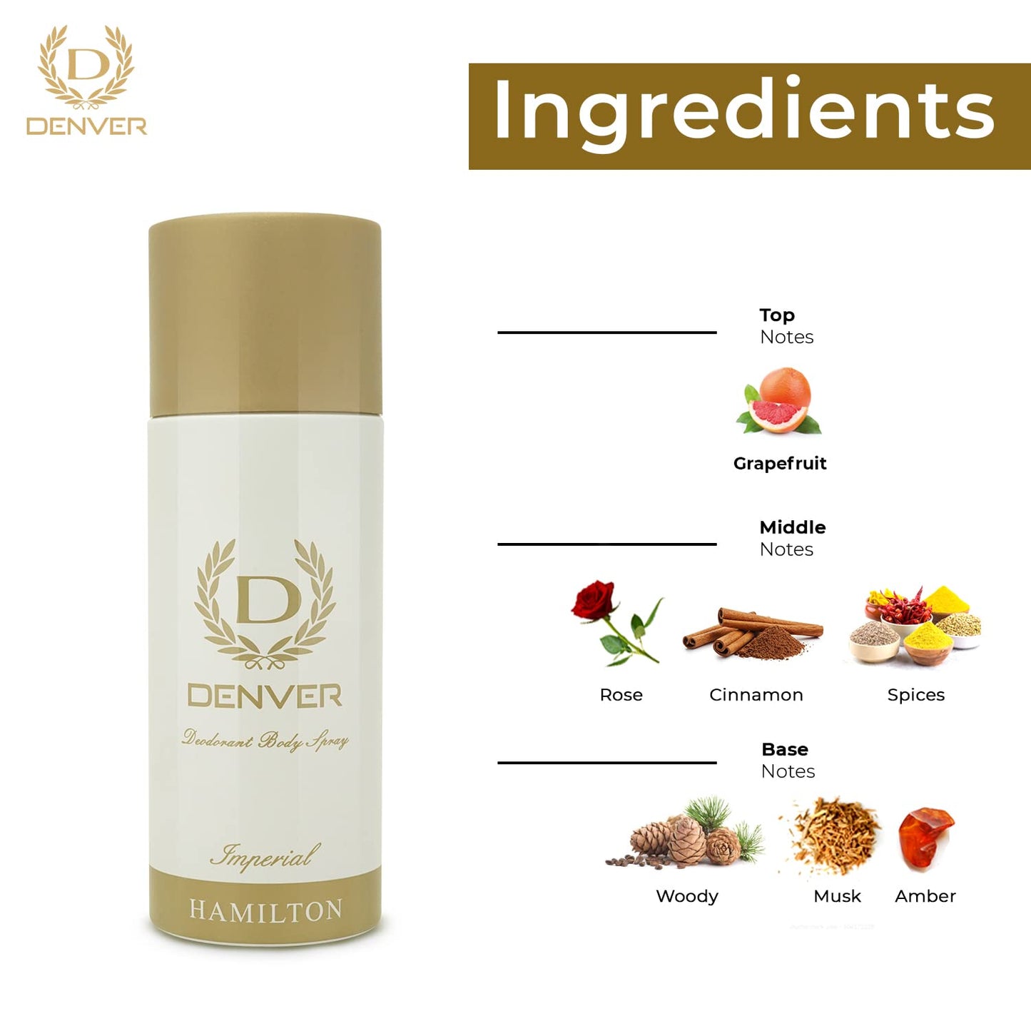DENVER Imperial Deodorant - 150ML | Long Lasting Deo Body Spray for Men