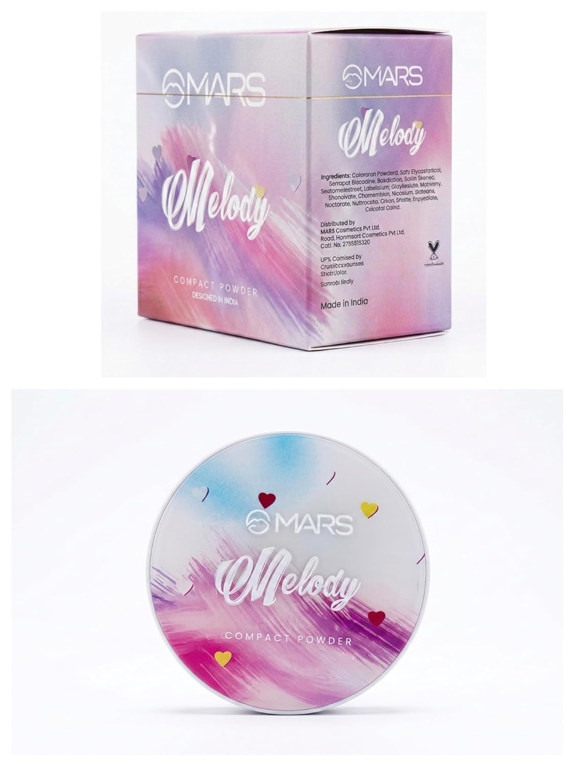 Premium Melody Mars Compact Powder for Face Makeup | Oil Control & Pore Blurring Matte Finish | Lightweight & Long Lasting Micronized Powder | Vegan & Cruelty-Free | Includes Mirror and Puff - (Shade Name/Number)
