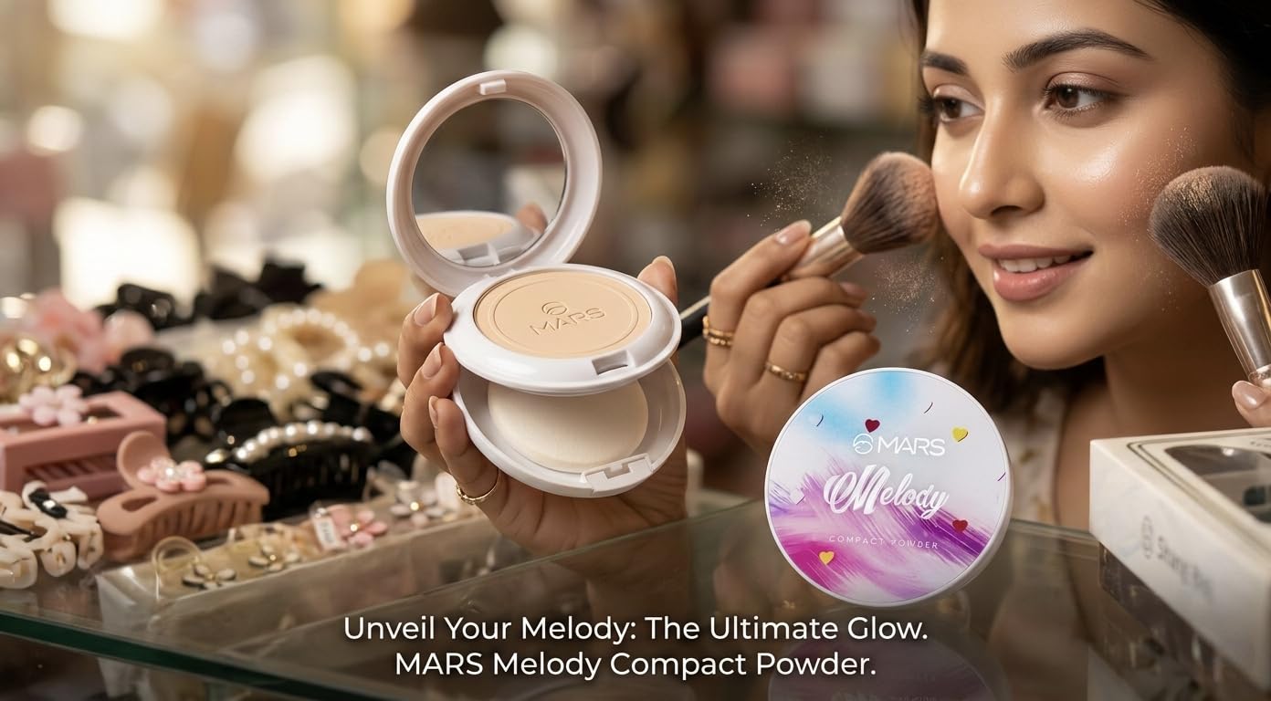 Premium Melody Mars Compact Powder for Face Makeup | Oil Control & Pore Blurring Matte Finish | Lightweight & Long Lasting Micronized Powder | Vegan & Cruelty-Free | Includes Mirror and Puff - (Shade Name/Number)