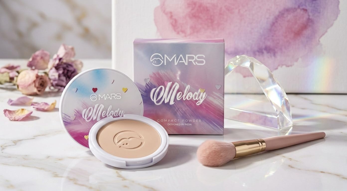 Premium Melody Mars Compact Powder for Face Makeup | Oil Control & Pore Blurring Matte Finish | Lightweight & Long Lasting Micronized Powder | Vegan & Cruelty-Free | Includes Mirror and Puff - (Shade Name/Number)