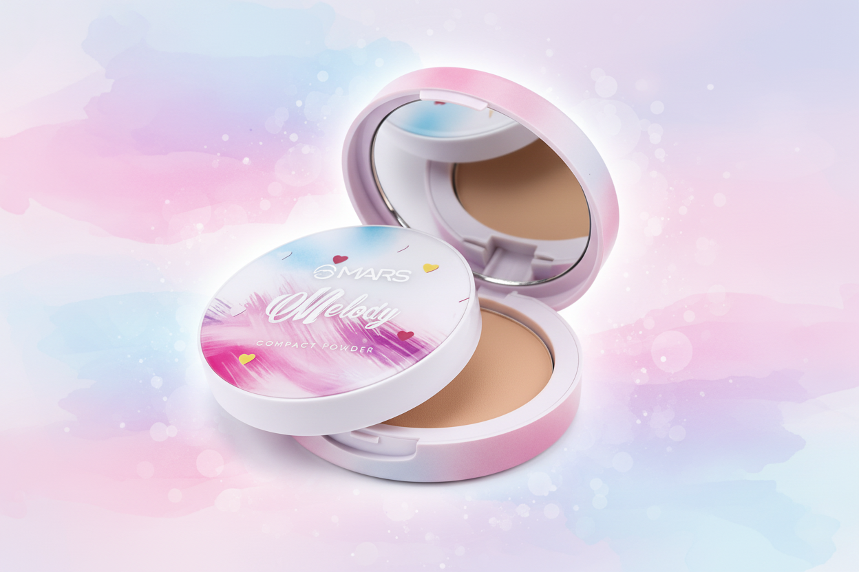 Premium Melody Mars Compact Powder for Face Makeup | Oil Control & Pore Blurring Matte Finish | Lightweight & Long Lasting Micronized Powder | Vegan & Cruelty-Free | Includes Mirror and Puff - (Shade Name/Number)