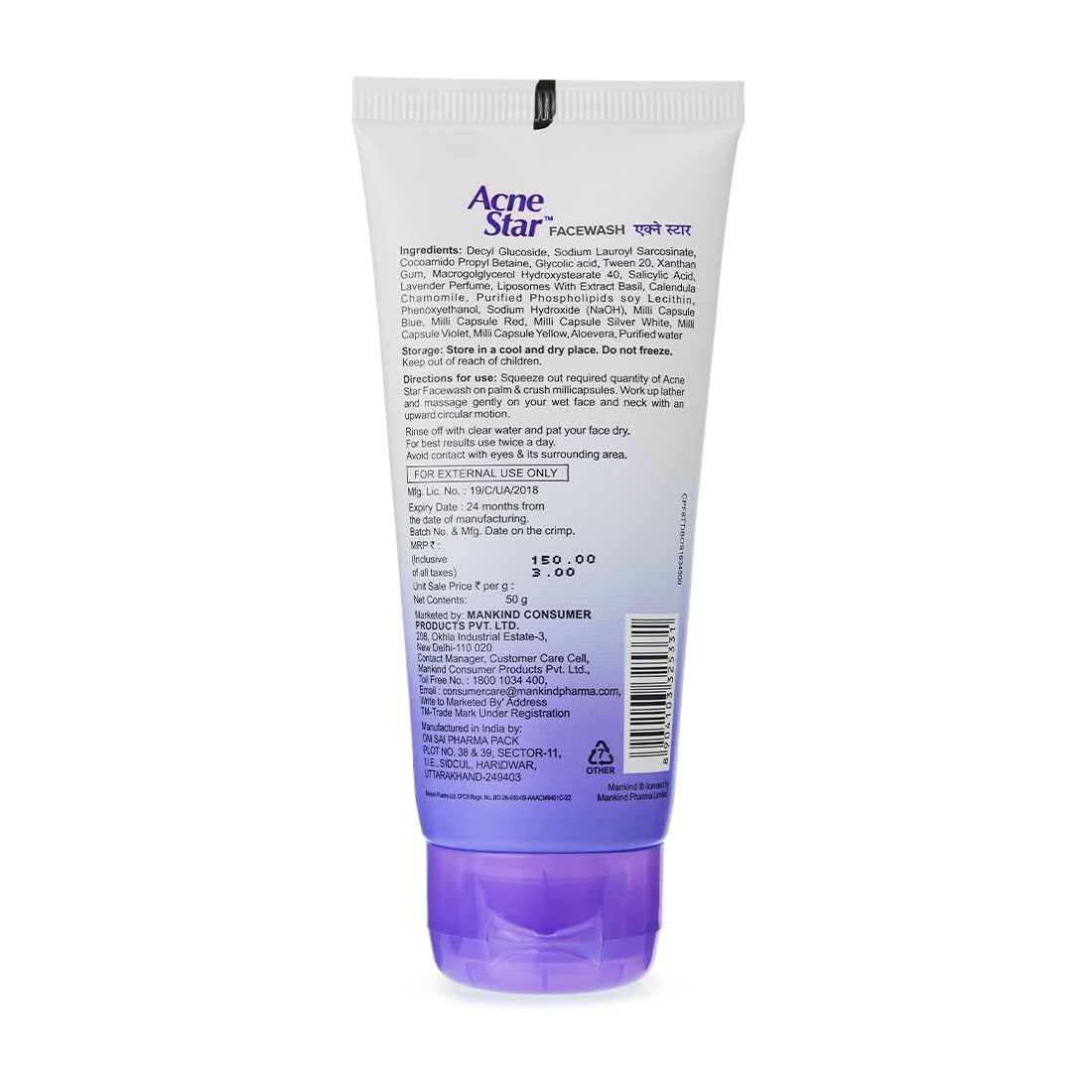 Acnestar Mankind Unisex Face Wash - 50 Gram
