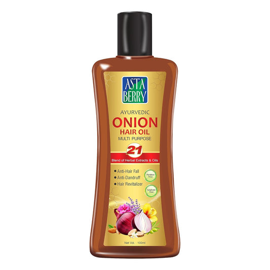 Onion Hair Oil For Hair Growth 100ml -Anti Revitalizer & Anti Hairfall | Goodness of 21 Herbal Extract & Essentials Oils | Energizes hair roots | Anti-dandruff properties