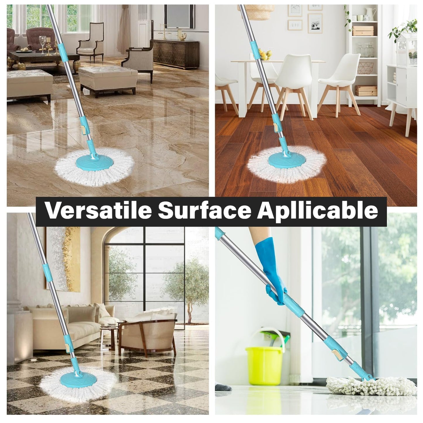 Shagun 360° Spin Mop with 7L Bucket & Steel Wringer | Microfiber Mop for Home & Office Cleaning
