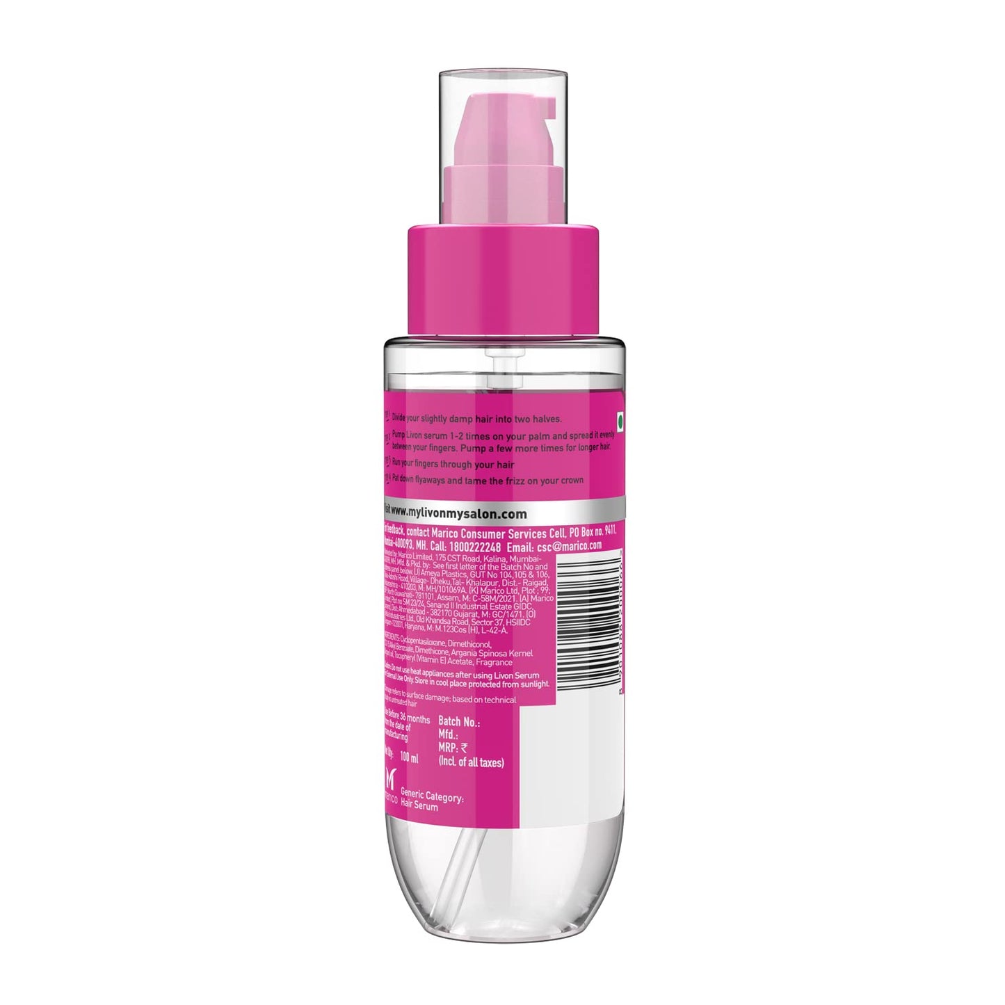 Livon Hair Serum, For Dry & Frizzy Hair | Provides shine , smoothness & damage protection| Leave in serum for women & Men| With Vitamin E & Argan Oil | 100ml