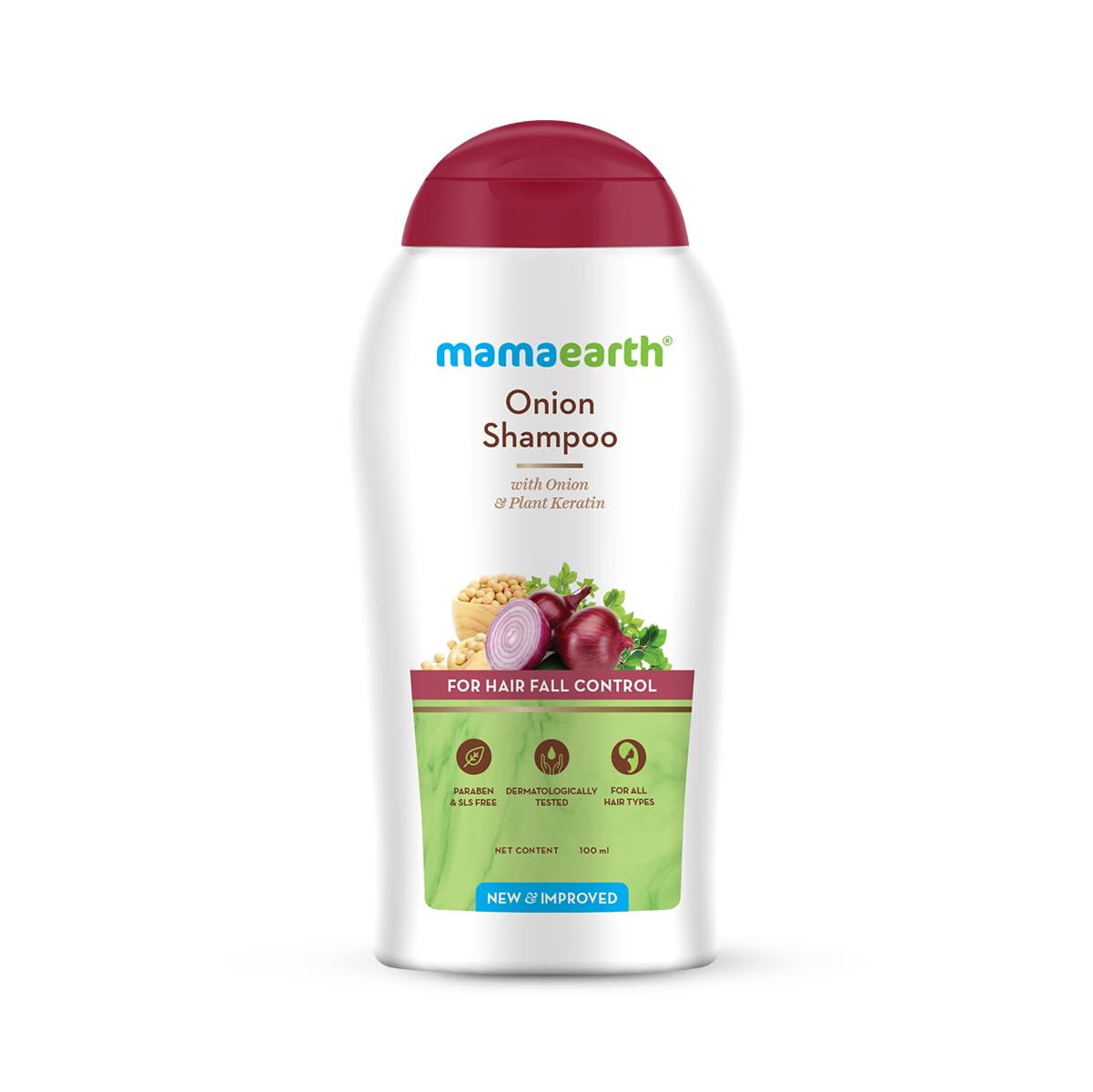 Mamaearth Onion Shampoo for Hair Fall Control & Hair Growth with Onion & Plant Keratin - 180 ml