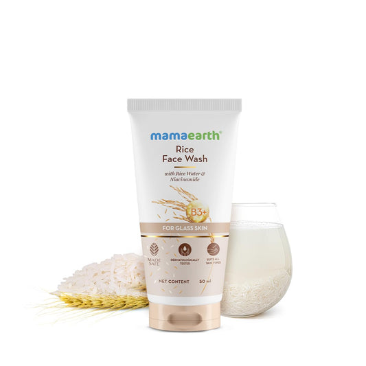 Mamaearth Rice Face Wash With Rice Water & Niacinamide for Glass Skin | 50 ml
