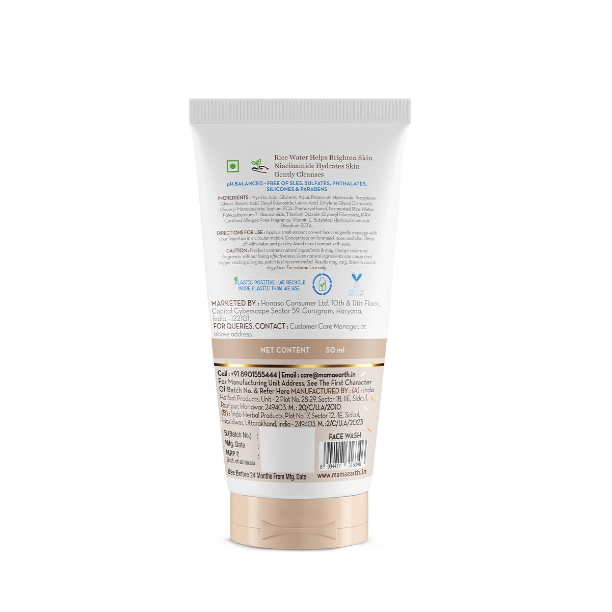 Mamaearth Rice Face Wash With Rice Water & Niacinamide for Glass Skin | 50 ml