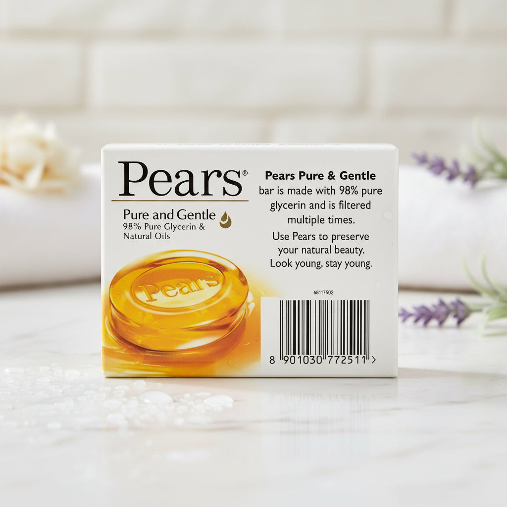 Pears Pure & Gentle with Glycerin & Natural Oils Bathing Bar, 100g (Pack of 2)