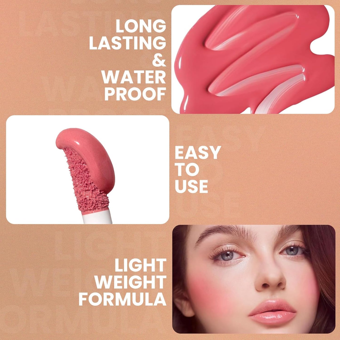 RED4 Creamy & Tint Liquid Blush and Lip Gloss | Lightweight Formula | Waterproof | Highly Pigmented | Liquid Blushser (02, 5gram)
