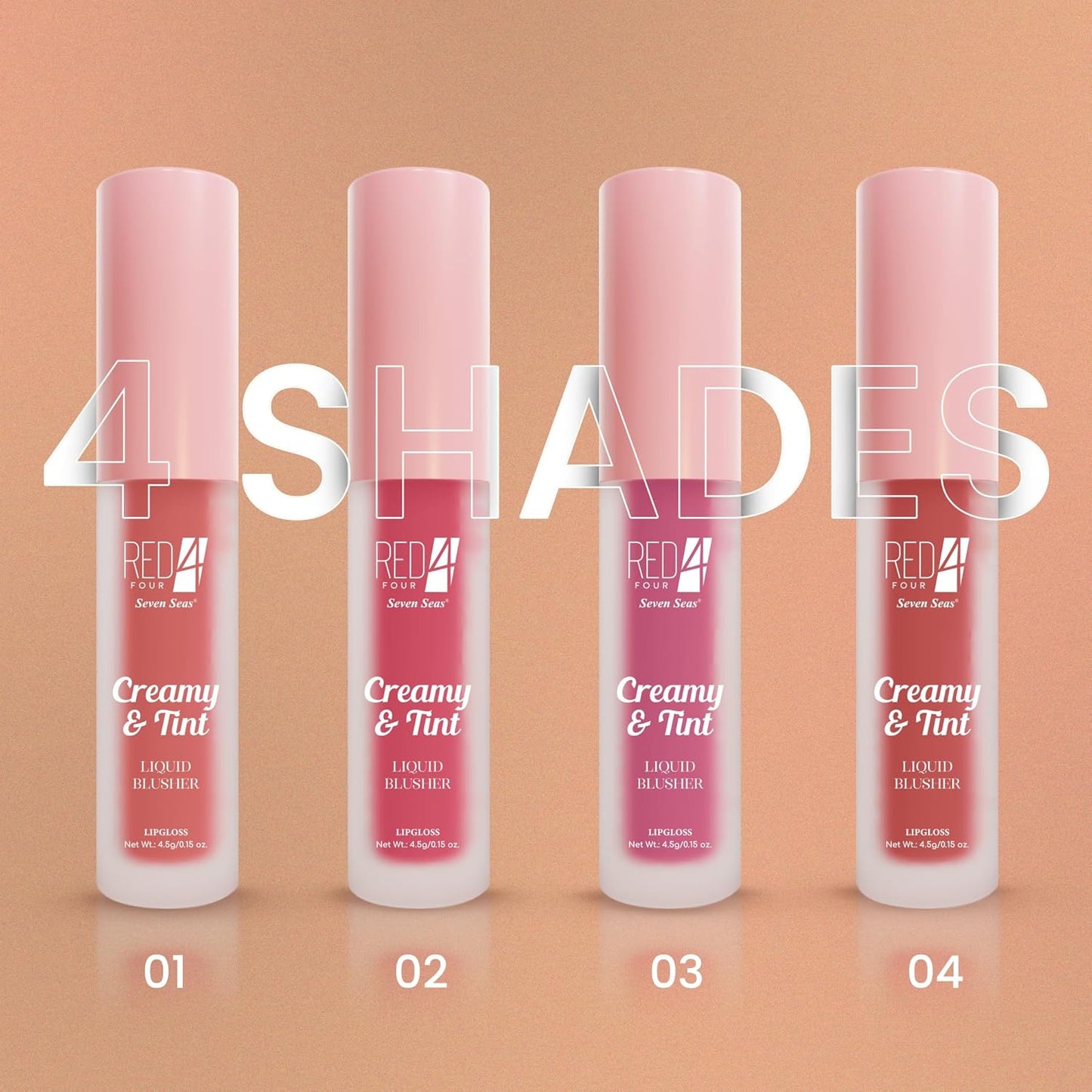 RED4 Creamy & Tint Liquid Blush and Lip Gloss | Lightweight Formula | Waterproof | Highly Pigmented | Liquid Blushser (02, 5gram)