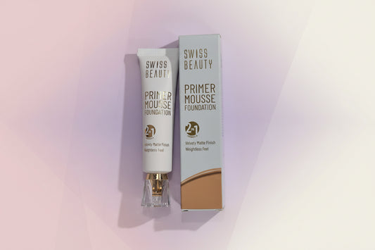 Swiss Beauty PRIMER MOUSSE FOUNDATION 2 IN 1 FORMULA Velvety Matte Finish Weightless Feel