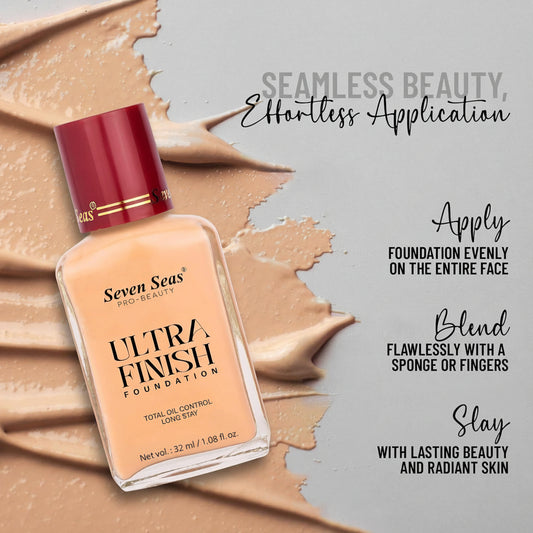 Seven Seas Total Oil Control Long Stay Ultra Finish Foundation (Natural, 32g)