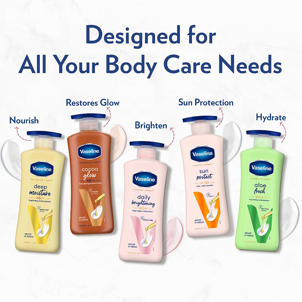 Vaseline Healthy Bright Complete 10 Body Lotion, Anti- Ageing Lotion With Vitamin B3, Aha, Pro-Retinol, 400 ml