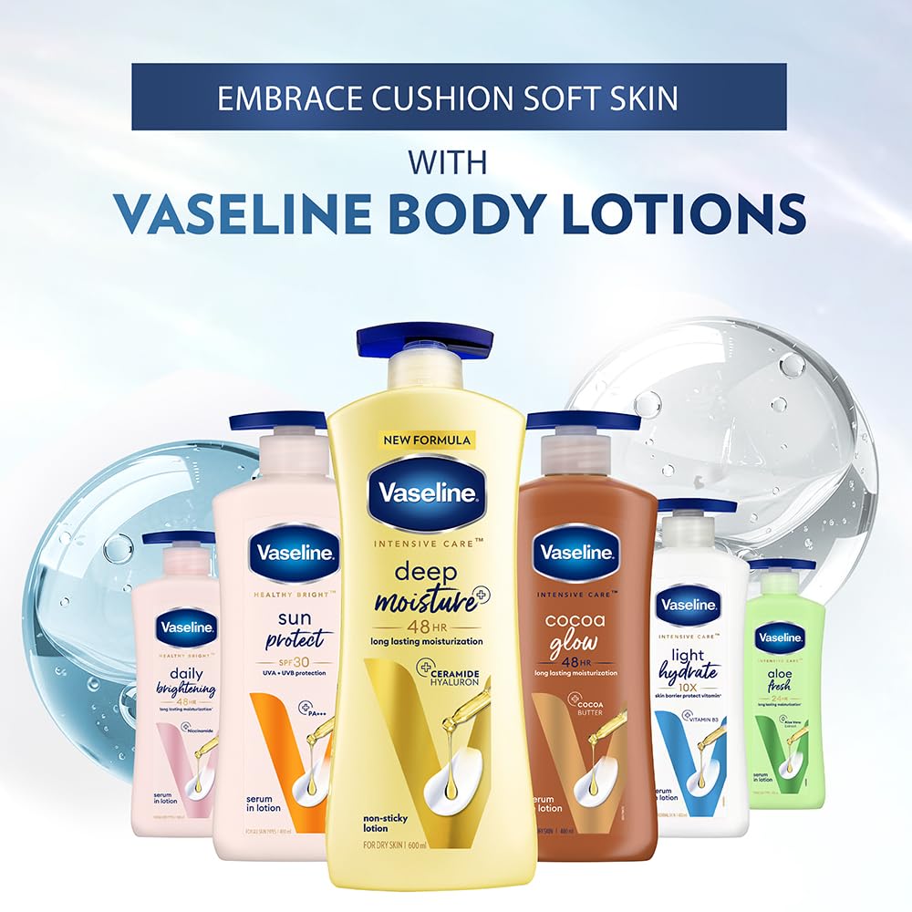 Vaseline Deep Moisture Body Lotion |For Dry Skin | Cushion Soft Skin| With Ceramides Hyaluron Moisture Fillers 400ml