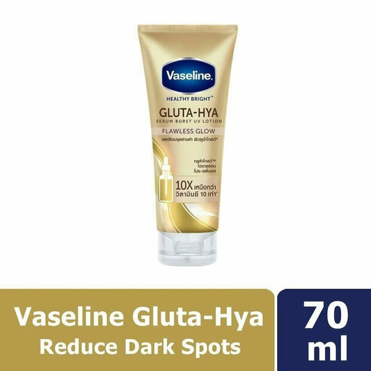 Vaseline Gluta-Hya Flawless Glow Lotion for Face & Body | Gives Brighter Skin | Glutathione & Pro-Retinol Infused Moisturizer, 70ml