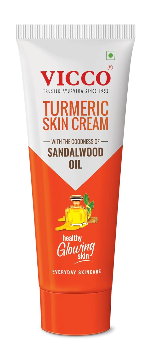 Vicco Turmeric Skin Cream with Sandalwood Oil | Natural Ayurvedic Skin Brightening Cream for Healthy & Glowing Skin | Suitable for All Skin Types | [30gm | Pack of 1]
