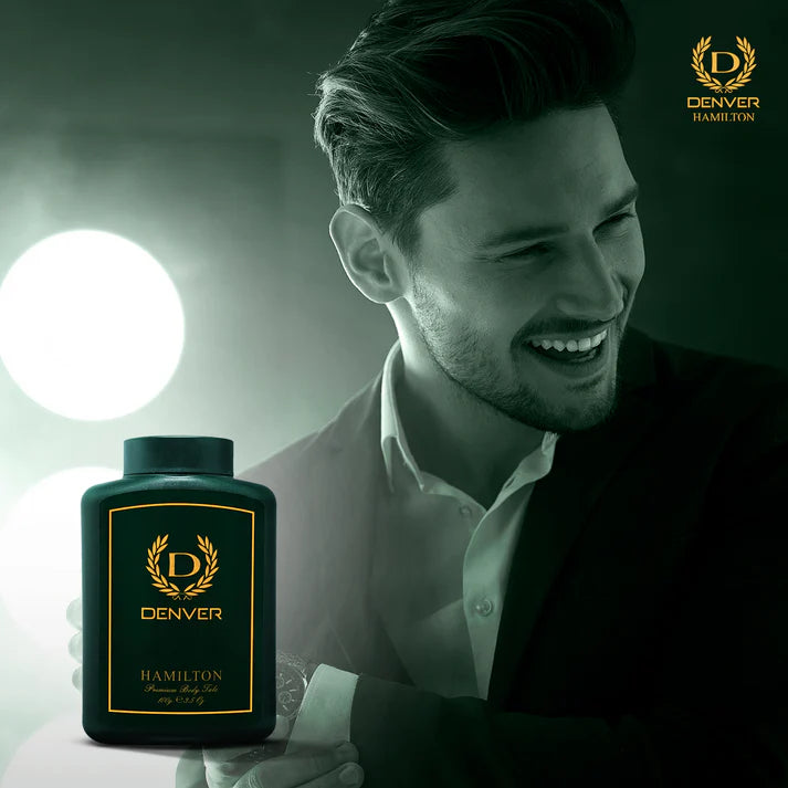 DENVER Hamilton Premium Body Talc - 100GM | Scented Talcum Powder for Men